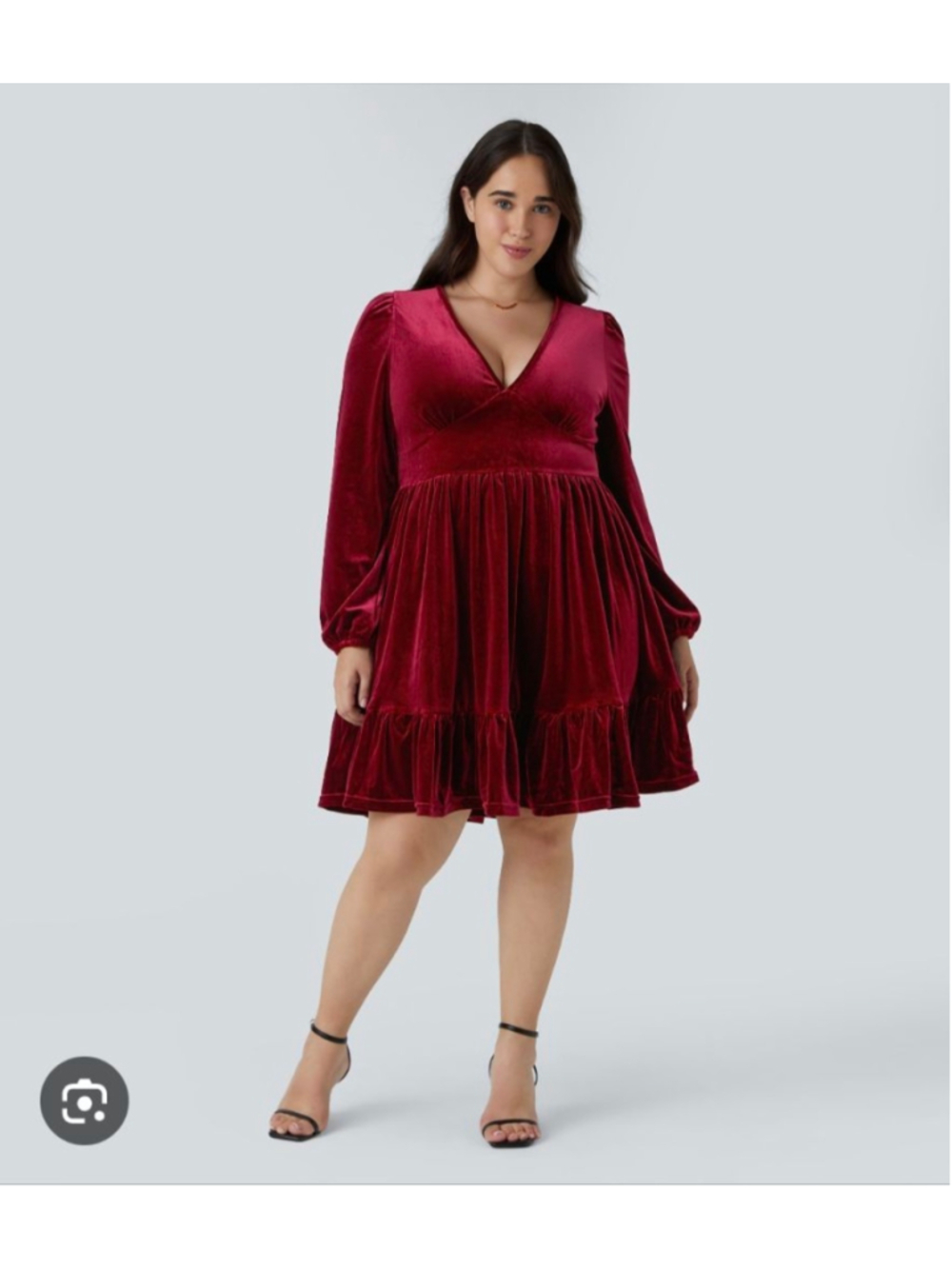 Women's Halara Red Velvet Long Sleeve Dress Plus XL